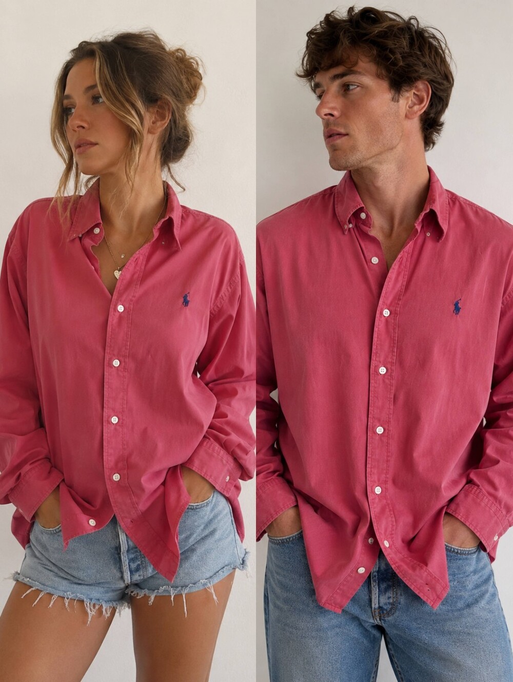 Ralph Lauren 90's Vintage Classic Fit Long Sleeve Button Down Shirt Red Large